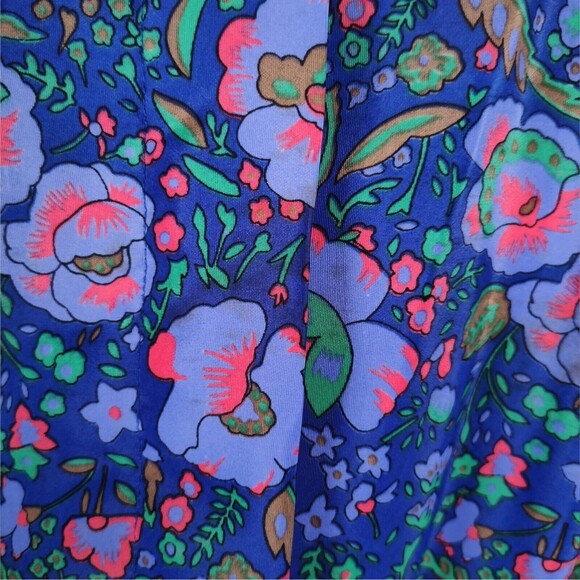 Vintage Floral Print Midi Secretary Dress Size 14 Purple Shirtwaist - Picture 13 of 16